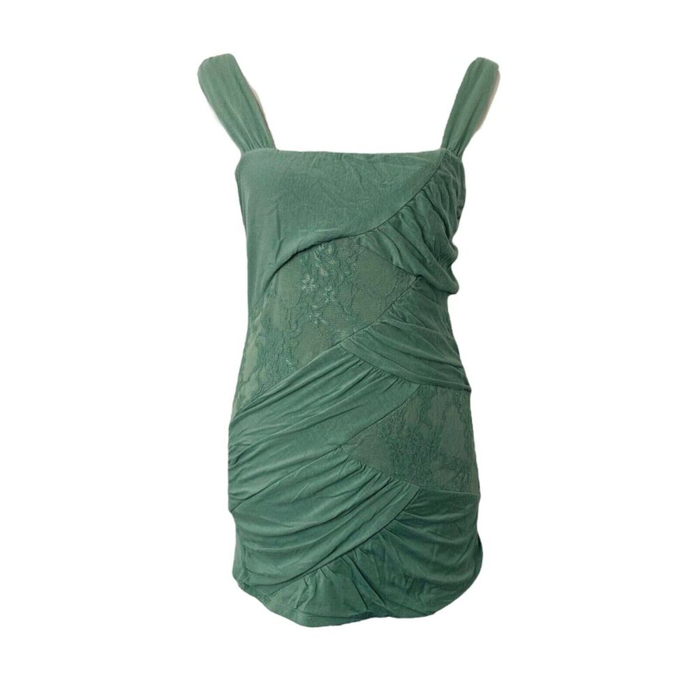 Vanity Girl’s Tank Top Green Pullover Floral Mesh Excess Ruffle Size Large